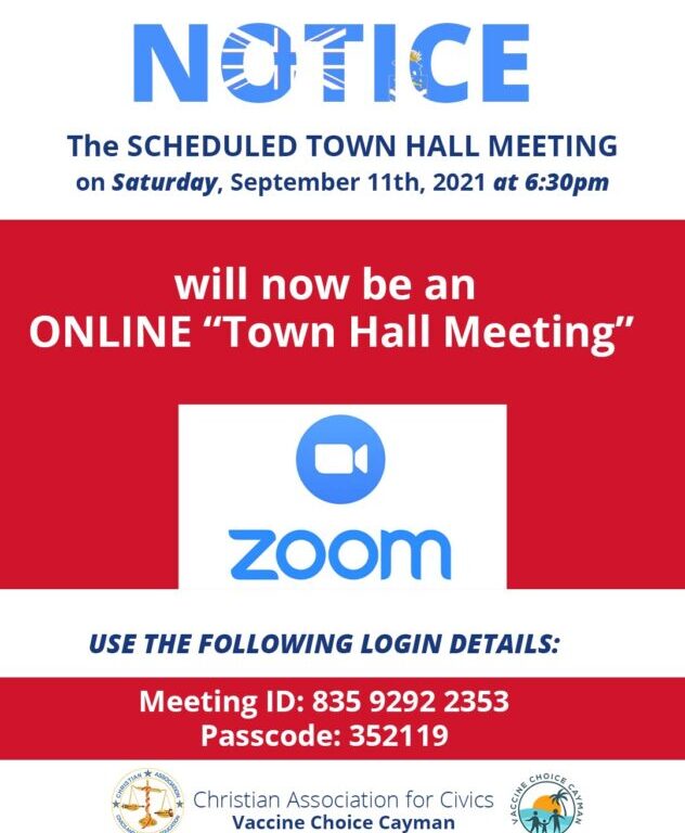 TOWN HALL MEETING NOW ONLY ON ZOOM!